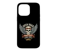 Custodia per iPhone 14 Pro Max Vintage Biker Skull Moto Rider Open Retro Road Emblem