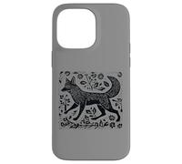 Custodia per iPhone 14 Pro Max Vintage Cottagecore Folk Art Fox Linocut dall'aspetto fresco