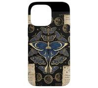 Custodia per iPhone 14 Pro Max Vintage Luna Moth Fase Lunare Celeste Occulto