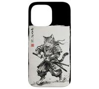 Custodia per iPhone 14 Pro Max Vintage Samurai Cat Japanese Sumi-e Ink Feline Arti Marziali