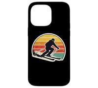Custodia per iPhone 14 Pro Max Vintage Tramonto Sciatore Silhouette Retro Sci Amante Arte