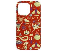 Custodia per iPhone 14 Pro Max Vintage Witchy Halloween Pattern Boho Spooky Tarocchi Design