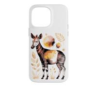 Custodia per iPhone 14 Pro Max Watercolor Okapi Forest Giraffe Zoo Animal Art