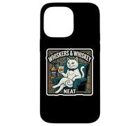 Custodia per iPhone 14 Pro Max Whiskers And Whisky Neat Funny White Cat Amante Proprietario Scotch