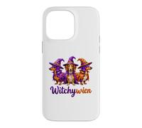 Custodia per iPhone 14 Pro Max Witchy Halloween WitchyWien Dachshund Dogs In Witch Hat