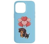 Custodia per iPhone 14 Pro Max Womens Girls Valentines Day Heart Black Tan Dachshund Lover