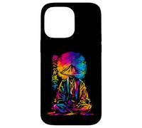 Custodia per iPhone 14 Pro Max Zen Monaco Meditazione Giapponese Colore Splash Illustrazione