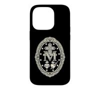 Custodia per iPhone 14 Pro Medaglia mariana con simbolo cattolico