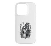 Custodia per iPhone 14 Pro Medieval Maiden Horse Gothic Fantasy Sword Moon Design