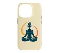 Custodia per iPhone 14 Pro meditare, donna, in, loto, posa, yoga, arte