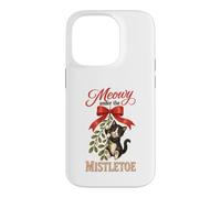 Custodia per iPhone 14 Pro Meowy Under The Mistletoe Cute Tuxedo Kitten Christmas