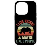 Custodia per iPhone 14 Pro Mi piacciono i rinoceronti e forse piace 3 Persone Vintage Rhino Retro