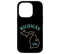 Custodia per iPhone 14 Pro Michigan 586 Codice Area Grafico Stato Profilo Regionale Design