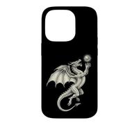 Custodia per iPhone 14 Pro Mitico Drago Holding Sun Orb Vintage Art