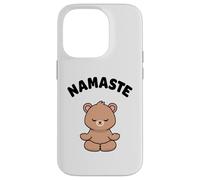 Custodia per iPhone 14 Pro Namaste, simpatico orso Kawaii per yoga, senza stress
