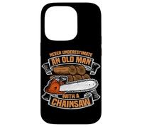 Custodia per iPhone 14 Pro Never underestimate Forstwirt - Sega a catena in legno