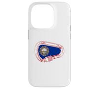 Custodia per iPhone 14 Pro New Hampshire Flag Rock Climbing Moschettone