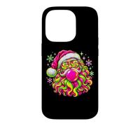 Custodia per iPhone 14 Pro Occhiali da sole in gomma da sole per bambini e giovani, motivo: Babbo Natale, colore: rosa