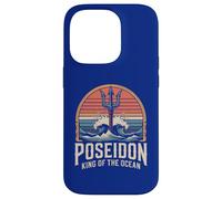 Custodia per iPhone 14 Pro Opera d'arte retrò Poseidon King of the Ocean Trident Waves