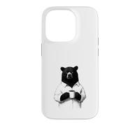 Custodia per iPhone 14 Pro Orso Burbero con Caffè Disegno Animale per Chi Ama il Caffè