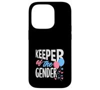Custodia per iPhone 14 Pro Palloncini "Keeper Of The Gender", per feste, colore: rosa e blu