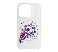 Custodia per iPhone 14 Pro Pallone da calcio dinamico, frammenti frantumati, stelle e coriandoli