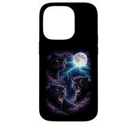 Custodia per iPhone 14 Pro Pantere scure sotto la luna piena Vintage Fantasy Lightning