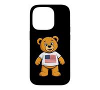 Custodia per iPhone 14 Pro Patriotic Teddy Bear USA Flag Illustration Graphic Cartoon
