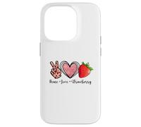Custodia per iPhone 14 Pro Peace Love Strawberry Shirts Farmer Fragole Amante Frutta