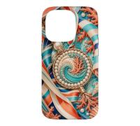 Custodia per iPhone 14 Pro Pearl Tide Medaglione Con Conchiglie E Nastri