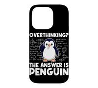Custodia per iPhone 14 Pro Pensare troppo La risposta è Penguin Divertente Insegnante di Matematica