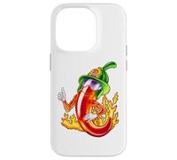 Custodia per iPhone 14 Pro Piccante vigile del fuoco peperoncino fumetto divertente fuoco eroe disegno