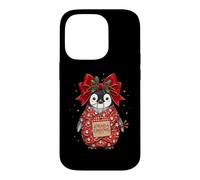 Custodia per iPhone 14 Pro Pinguino Babbo Natale carta regalo regalo Holly pigna