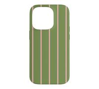 Custodia per iPhone 14 Pro Pink and Olive Green Stripes Thin Vertical Lines Pattern