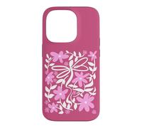 Custodia per iPhone 14 Pro Pink Floral Daisy Dragonfly Botanical Wildflower Vine Garden