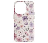 Custodia per iPhone 14 Pro Pink Purple Flower Watercolour Floral Wildflower Cute