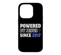 Custodia per iPhone 14 Pro Powered by Jesus Since 2017 Christian Faith Birthday