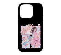 Custodia per iPhone 14 Pro Ragazza anime, Comic Core in stile manga, Vento divino, Kanji Shodo