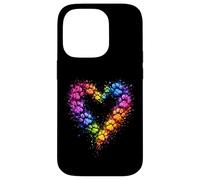 Custodia per iPhone 14 Pro Rainbow Paw Heart Colorful Dog & Cat Lover Pet Art