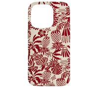 Custodia per iPhone 14 Pro Red Tropical Pineapple Palm Leaf Aloha Summer Pattern