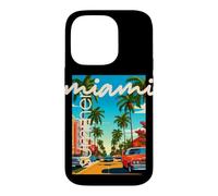 Custodia per iPhone 14 Pro Retro Miami Summer Palm Tree Street Classic Car Graphic
