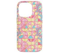 Custodia per iPhone 14 Pro Retro Pink and Yellow Geometric Floral Pattern Girly Pastel