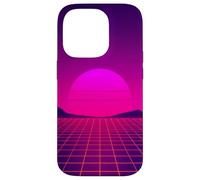 Custodia per iPhone 14 Pro Retro Sunset Horizon Minimal Synthwave Paesaggio