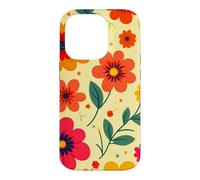 Custodia per iPhone 14 Pro Retro Vintage Motivo Floreale Arancione Boho Hippie Garden