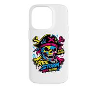 Custodia per iPhone 14 Pro Ride The Storm, Pirate Skull Storm Adventure Graphic