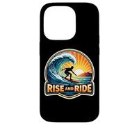 Custodia per iPhone 14 Pro Rise And Ride Surfer Mattina Surf Tavola da Surf Citazione Vintage