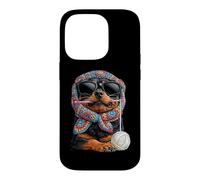 Custodia per iPhone 14 Pro Rottweiler Dog Granny Square Crochet Yarn Crochet Lover