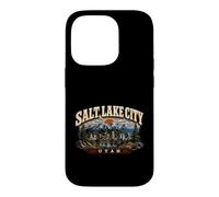 Custodia per iPhone 14 Pro Salt Lake City, Utah, design vintage con montagna panoramica
