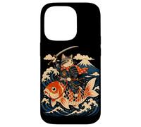 Custodia per iPhone 14 Pro Samurai Cat Equitazione Koi Anime Guerriero Giapponese Arte