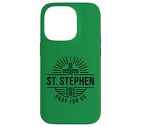 Custodia per iPhone 14 Pro Santo Stefano Prega Per Noi Christian Martyr Line Art
